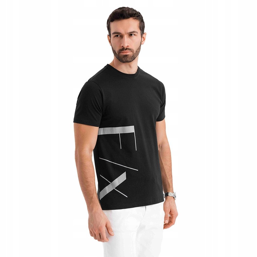 Męska koszulka bawełniany jersey czarna modna Ombre OM-TSPT-0213 V1 r. XL