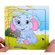 Puzzle - Drewniane Puzzle W Ramce Układanka Edukacyjna Słonik - miniaturka - grafika 1