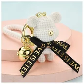 Breloki - Brelok do kluczy z dzwoneczkiem MIŚ SWEET Biel BRL116 - miniaturka - grafika 1