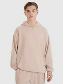 Bluzy męskie - 4F Bluza dresowa nierozpinana z kapturem męska - beżowa XL - miniaturka - grafika 1