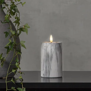 Świeca Led woskowa filarowa FLAMME MARBLE marmurowa 15cm - Świece - miniaturka - grafika 1