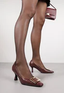 Czółenka - Bordowe Czółenka Vices ze Skórzaną Wkładką i Prostokątną Aplikacją Berisse - miniaturka - grafika 1