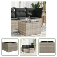 Stoły ogrodowe - The Living Store Stół ogrodowy ze szklanym blatem - jasnoszary - 55x55x37 cm - Stół Ogrodowy - miniaturka - grafika 1