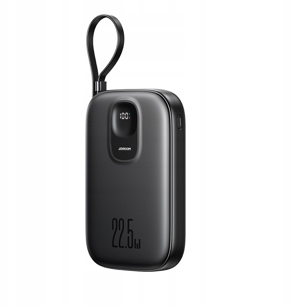 Powerbank Joyroom JR-PBF17 22.5W 10000mAh z wbudowanym kablem USB-C + kabel USB-C 0.25 cm - czarny