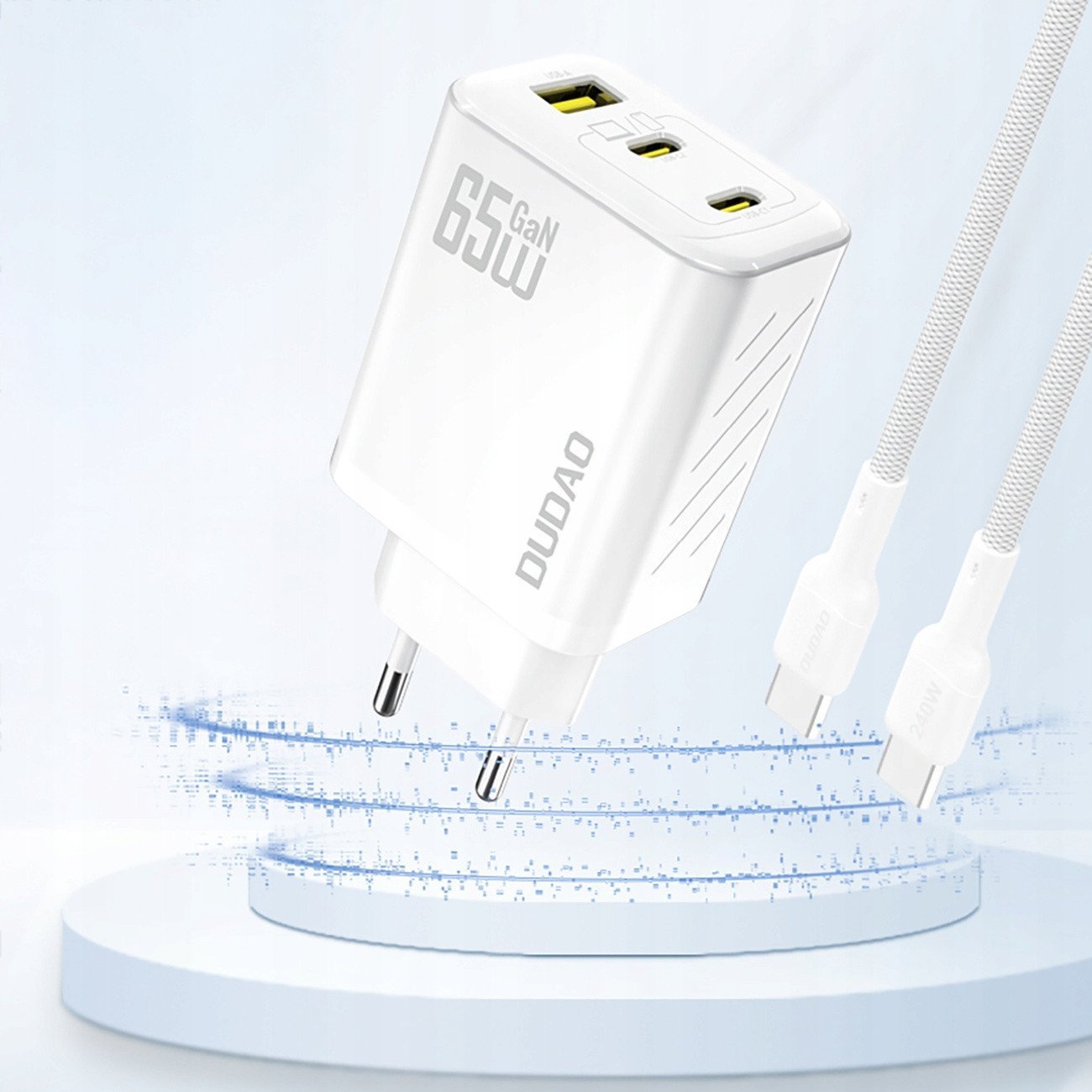 Ładowarka sieciowa Dudao A29 65W GaN 2 x USB-C + 1 x USB-A - biała