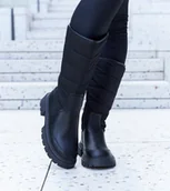 Botki damskie - Czarne ocieplane kozaki Villafranca-37 - miniaturka - grafika 1