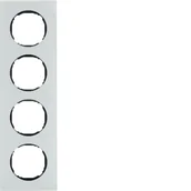 Klawisze i ramki - Berker Ramka potrójna poczwórna R.8 - szkło białe, montaż płaski - miniaturka - grafika 1