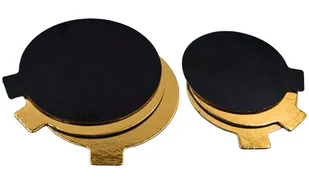 Podkład pod monoporcje bankietówka 8cm 50 szt. ZŁOTE/CZARNE - Dodatki do ciast w proszku - miniaturka - grafika 1