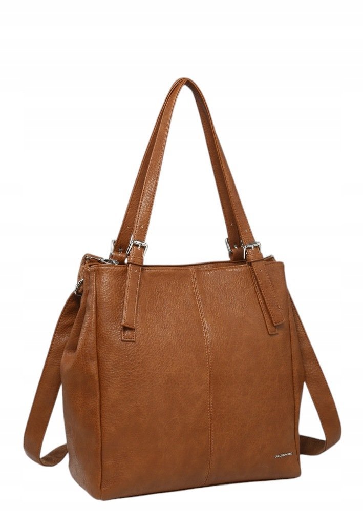 Klasyczna Brązowa Torebka Damska Shopper LUIGISANTO V0503-2 Camel
