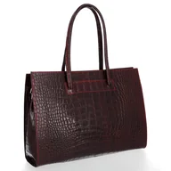 Torebki damskie - Vittoria Gotti Klasyczne Torebki Skórzane we wzór Aligatora Aktówka A4 Bordowa - miniaturka - grafika 1