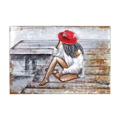 Obrazy i zdjęcia - Obraz metalowy 3D LOFT CZERWONY KAPELUSZ 2 - miniaturka - grafika 1