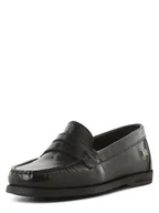 Czółenka - Tommy Hilfiger - Skórzane loafersy damskie, czarny - miniaturka - grafika 1