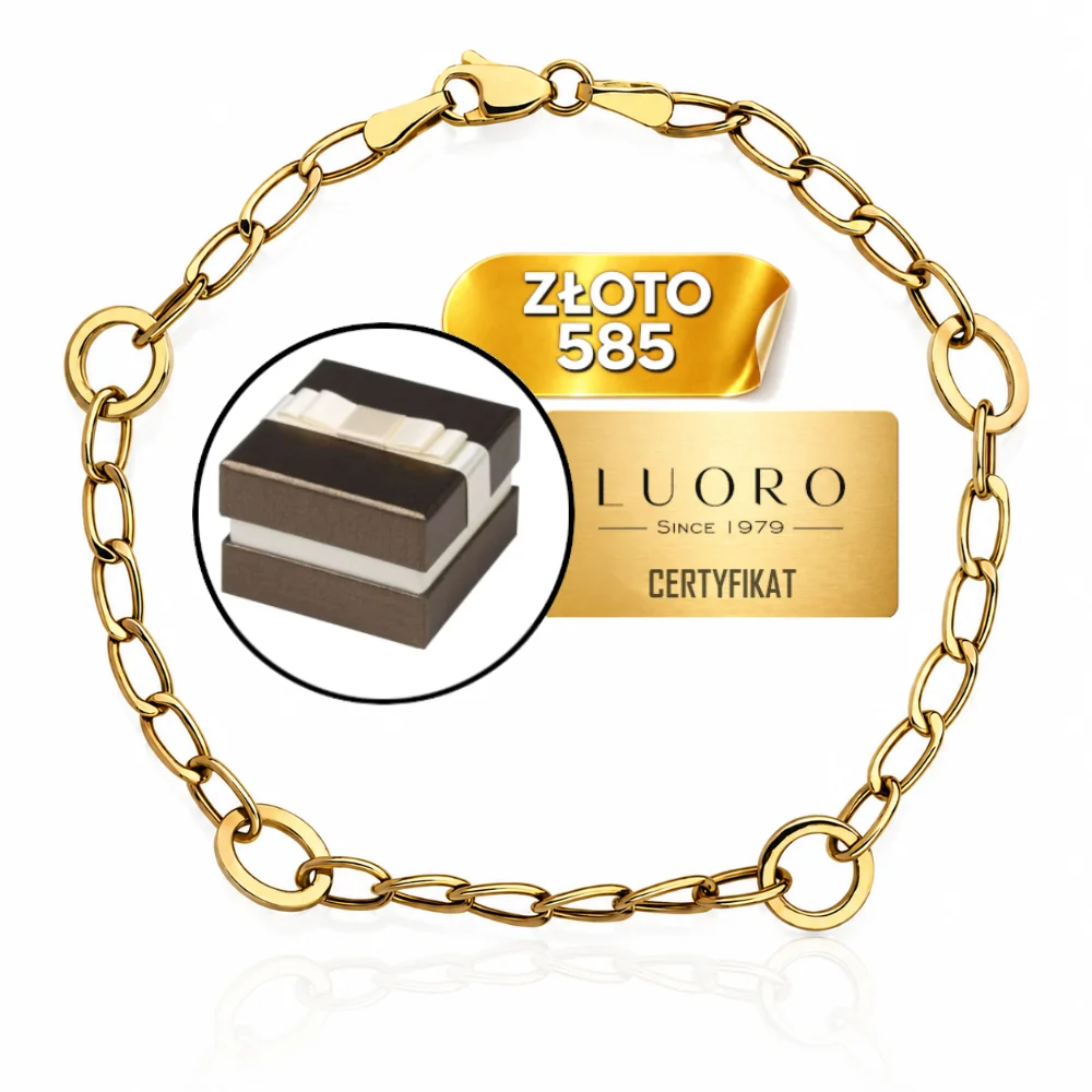 BRANSOLETKA ZŁOTA 585 14K OWALNE KÓŁKA OGNIWA ŻÓŁTE ZŁOTO 19 CM