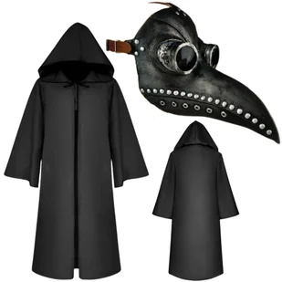 Strój Przebranie Doktor Plagi Dżuma Peleryna Maska Halloween Zestaw 170 176 - Dodatki do strojów karnawałowych - miniaturka - grafika 1