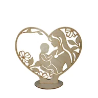 Dekoracje domu - Ażurowe serce z drewna stojące na podstawce 19x22 cm - miniaturka - grafika 1