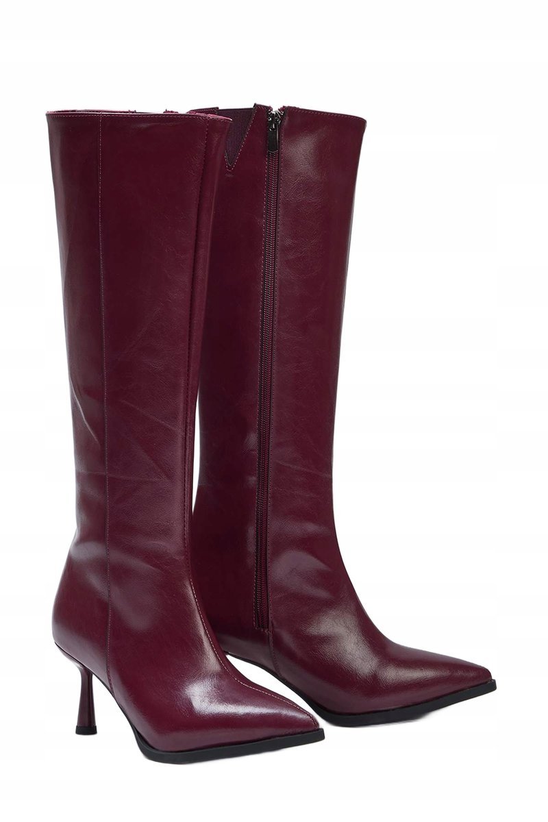 TRENDYOL BORDOWE KLASYCZNE KOZAKI ZE SZPICEM I SZPILKĄ 39 OPA