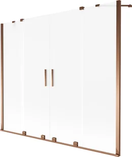 Mexen Velar Duo parawan nawannowy 2-skrzydłowy rozsuwany 170 x 150 cm, szron, różowe złoto - 896-170-000-32-60 - Parawany nawannowe - miniaturka - grafika 1