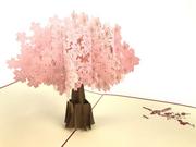 Kartki okolicznościowe i zaproszenia - GrandGift Karnet walentynkowy 3D, Duże czerwone drzewo kwitnącej wiśni - miniaturka - grafika 1