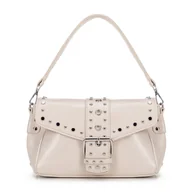 Torebki damskie - Damska crossbody z ekoskóry w dekoracyjne nity kremowa - miniaturka - grafika 1