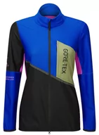 Kurtki i kamizelki sportowe damskie - RONHILL Kurtka biegowa damska TECH GORE-TEX WINDSTOPPER JACKET black/cobalt - miniaturka - grafika 1