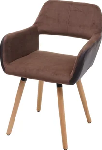Krzesło do jadalni HWC-A50 II, krzesło kuchenne, design retro 50s ~ sztuczna skóra / tkanina, jasnobrązowy, jasne nogi - Krzesła - miniaturka - grafika 1