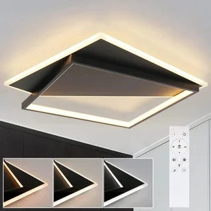 ZMH lampa sufitowa LED do salonu - ściemnialna 48CM czarna lampa do salonu nowoczesny design z pilotem wykonane z metalu oświetlenie sufitowe do kuchni jadalni pokoju młodzieżowego sypialni - Lampy sufitowe - miniaturka - grafika 1