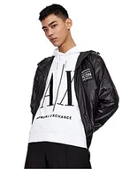 Bluzy męskie - Armani Exchange Męska bluza z kapturem, Maxi Print Logo On Front, biały, L - miniaturka - grafika 1