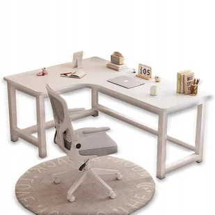 BIURKO NAROŻNE GAMINGOWE KOMPUTEROWE DUŻE NOWOCZESNE BIAŁE LOFT 120 CM - Biurka gamingowe - miniaturka - grafika 1