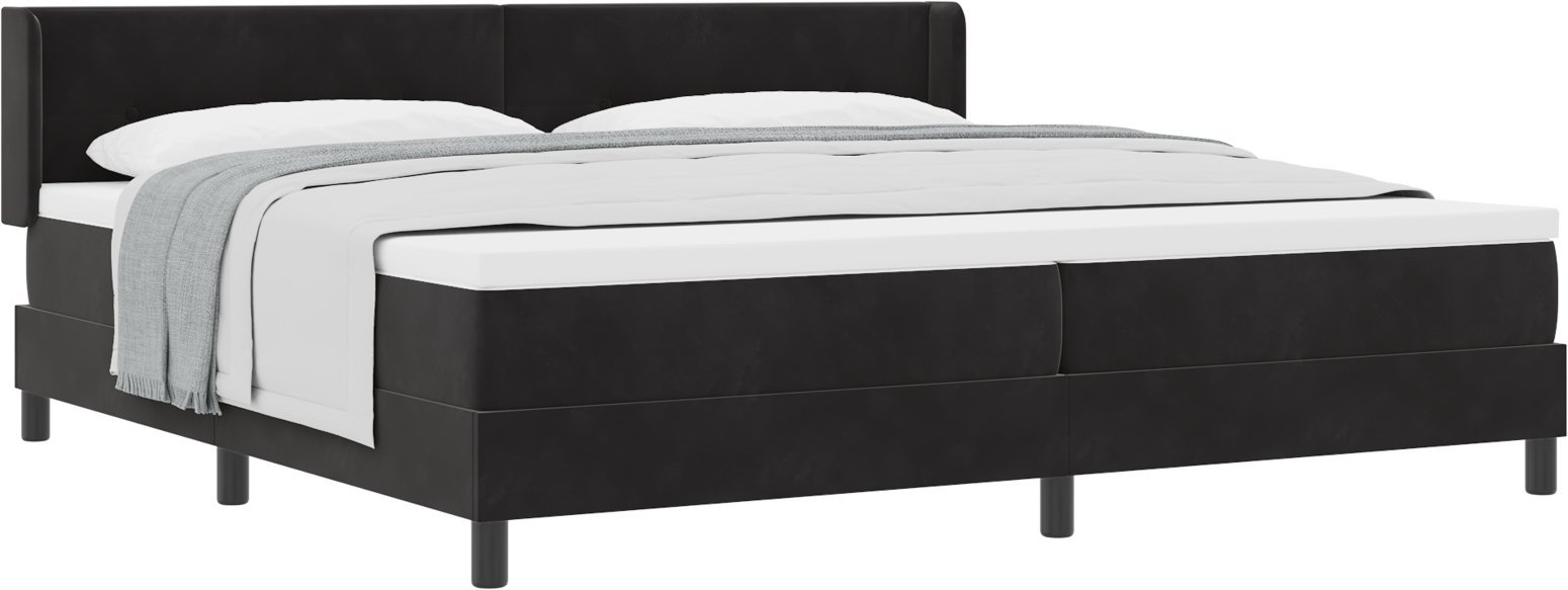Łóżko z materacem vidaXL z sprężyną, czarne 200x200 cm, aksamitne