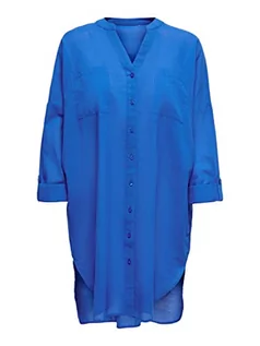 Koszule damskie - ONLY Koszula damska Onlapeldoorn Solid V-Neck L/S Noos, niebieski (Strong Blue), XS-S - grafika 1