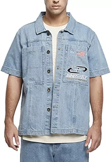Koszule męskie - Southpole Męska koszula Denim Shirt, koszula dżinsowa dla mężczyzn, retro mid blue, z wyszywanym logo z przodu, rozmiary S - XXL, niebieski (mid blue), 30 PL - grafika 1