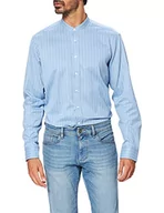 Koszule męskie - Seidensticker Męska koszula biznesowa, bez prasowania, o prostym kroju, krój regular fit, długi rękaw, stójka, 100% bawełna, jasnoniebieski, 38 - miniaturka - grafika 1