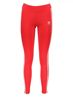 Spodnie sportowe damskie - adidas Legginsy sportowe "Adicolor Classics 3-Stripes" w kolorze czerwonym - grafika 1