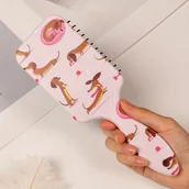 Szczotki i furminatory - TEMU Modna Szczotka do Włosów z Nadrukiem Jamnika – 4 Unikalne Wzory Psów, Miękkie Nylonowe Włosie i Ergonomiczny Uchwyt ABS, Duży Grzebień - miniaturka - grafika 1