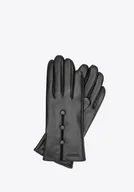 Rękawiczki - Damskie rękawiczki skórzane z ociepleniem czarne - miniaturka - grafika 1