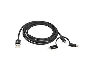 Lanberg kabel 3w1 USB-A M >MICRO-B M +Lightning M +USB-C M 2.0 1.8m Premium (CA-3IN1-11CC-0018-BK) - Patchcordy - miniaturka - grafika 1