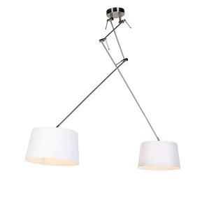 QAZQA Lampa wisząca regulowana stal klosz biały 35cm - Blitz II - Lampy sufitowe - miniaturka - grafika 1