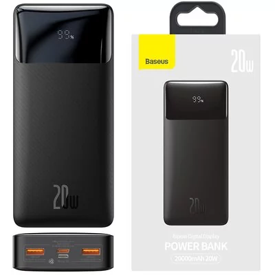 Baseus Bipow Digital Display Power Bank 20000mAh 20W Power Delivery Quick Charge Overseas Edition - uniwersalny