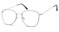 Okulary korekcyjne, oprawki, szkła - Oprawki okulary Pilotki zerówki korekcyjne 924C granatowo-złote - miniaturka - grafika 1