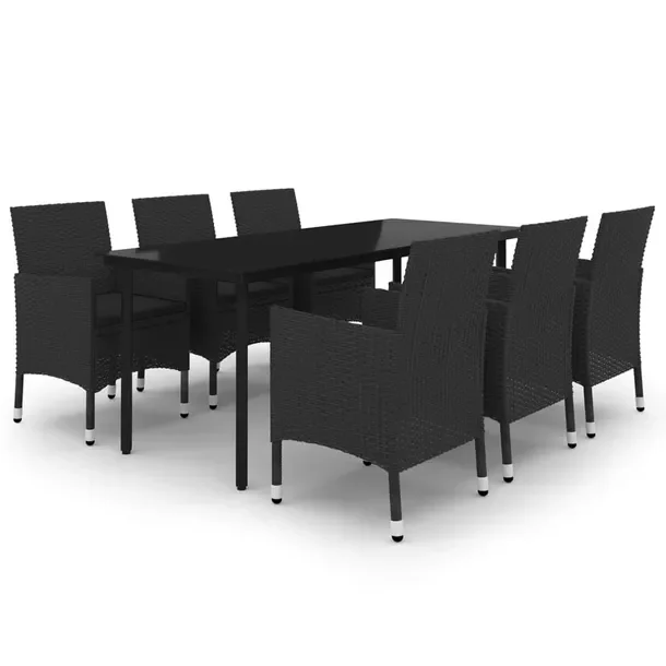 Zestaw mebli ogrodowych czarny, stół 200x100x74 cm, 6 krzeseł 61x60x88 c