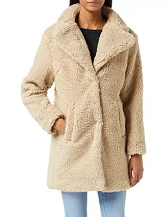 Płaszcze damskie - Urban Classics Damska kurtka zimowa oversized Sherpa Coat Jacket, płaszcz z haczykami i zapięciem na przelotkach, rozmiar XS do 5XL, beżowy (piasek 00208), 3XL duże rozmiary - grafika 1