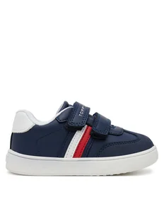 Tommy Hilfiger Sneakersy Stripes Low Cut Lace Velcro Sneaker T1X9-33840-1269 M Granatowy - Buty dla chłopców - miniaturka - grafika 1