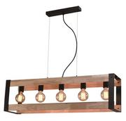 Lampy sufitowe - Candellux Lampa wisząca czarna metalowa + drewno 5x40W E27 Varna 35-79282 35-79282 - miniaturka - grafika 1