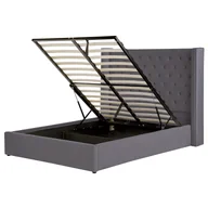 Łóżka - Łóżko z pojemnikiem welurowe 140 x 200 cm szare LUBBON - miniaturka - grafika 1