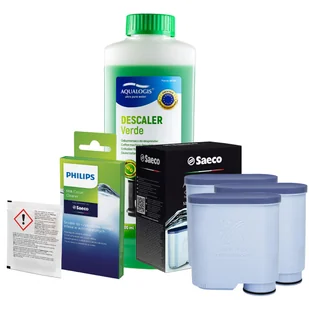 Zestaw Philips Saeco - Filtr Philips Aquaclean CA6903 3szt, Odkamieniacz Aqualogis Verde 500ml, Philips CA6705/10 Środek do Obiegu Mleka - Akcesoria i części do ekspresów do kawy - miniaturka - grafika 1