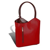 Torebki damskie - Toscanto damska torba na ramię plecak skórzany czerwony czarny D2OTT106SR - miniaturka - grafika 1