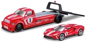 Samochody i pojazdy dla dzieci - MAISTO 2018 FORD GT + LAWETA MAISTO FLATBED CZERWONY 1:64 - miniaturka - grafika 1
