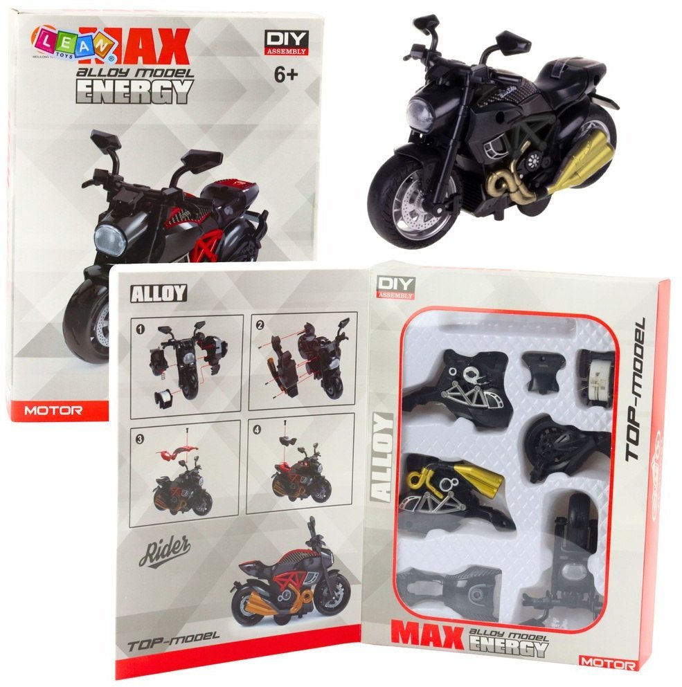 Motocykl do skręcania metalowy 1:14 złote el.
