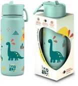 Bidony dla dzieci - Brosky Kids Miętowa butelka na wodę dla dzieci w dinozaury 550 ml - miniaturka - grafika 1