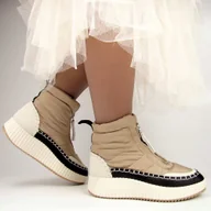 Śniegowce damskie - Potocki 24-72300 Śniegowce damskie zimowe botki ocieplane beżowe - miniaturka - grafika 1